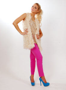 blonde model in edgy pose for fashion modeling portfolio
